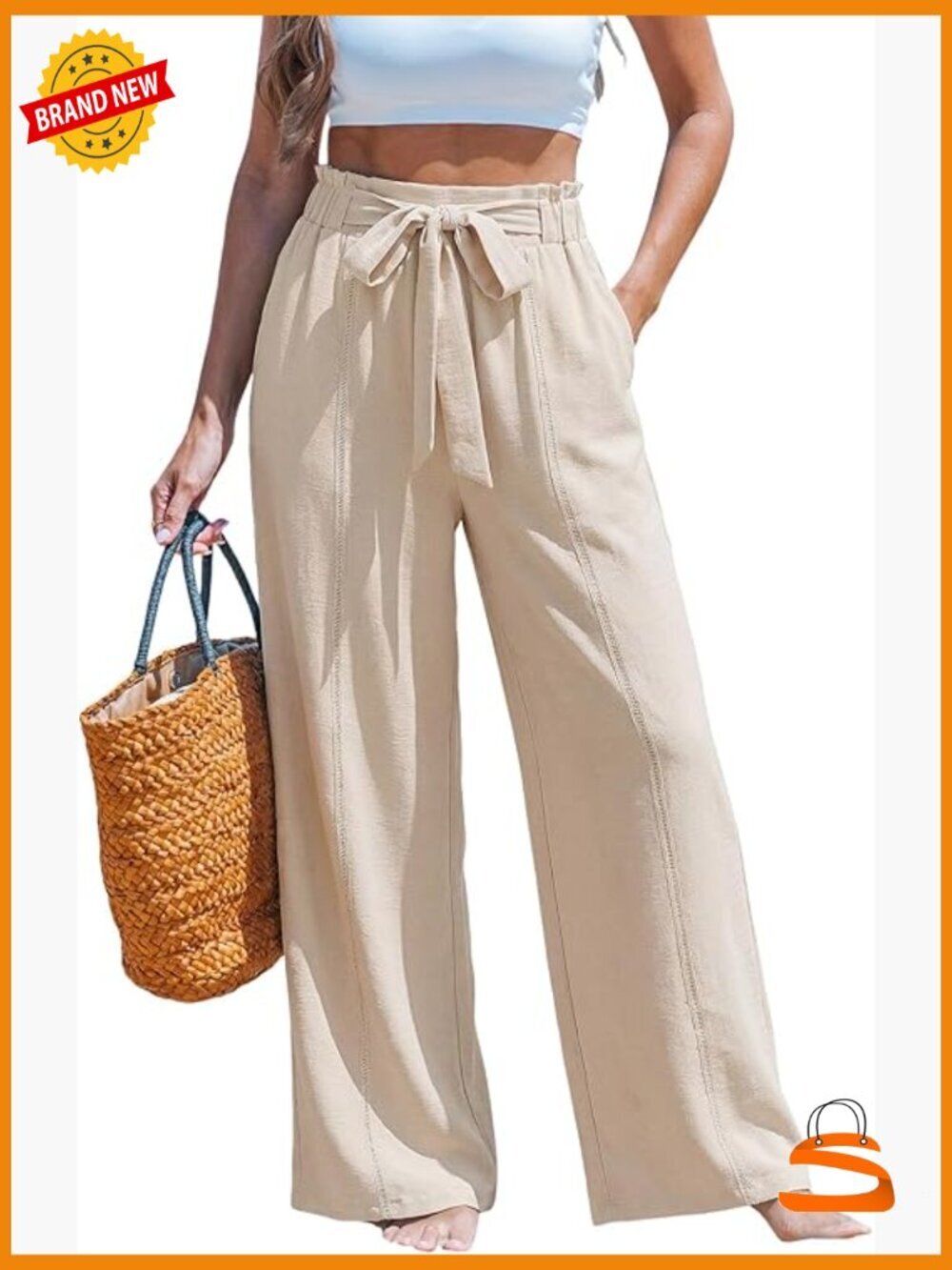 Palazzo Pants Women Smocked Waist Wide Leg Pockets Casual Vacation